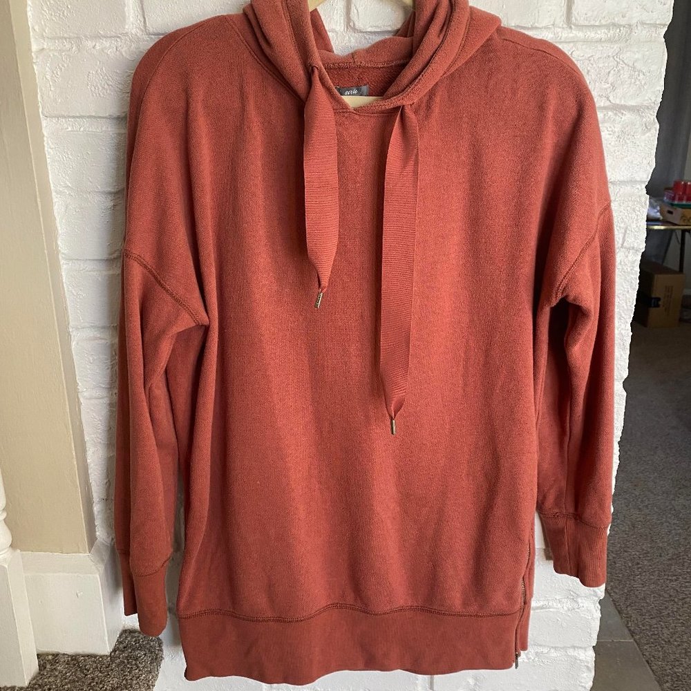 Aerie Hooded Sweatshirt with Side Zippers and Ribbon Drawstring